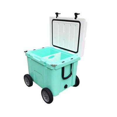 China HKsky Factory Wholesale Waterproof Outdoor Camping Cooler Box 55QT Large Capacity Portable Cooling Box For Building With Wheels for sale