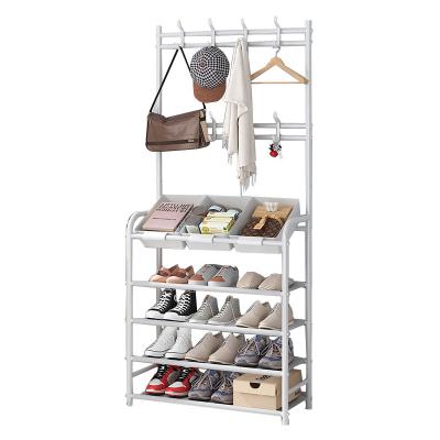 China Can be clothtree 2022 new design multi-function living room furniture freestanding coat hanger shoe rack for sale