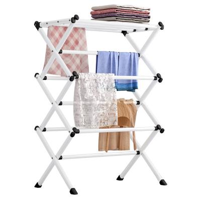 China X Type Clothes Hanger Floor To Ceiling Foldable Viable Bedroom Towel Drying Rack for sale