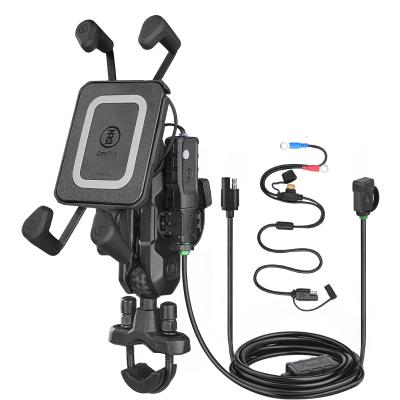 China Newest Multi-X Mobile Phone Handlebar OSOPRO Motorcycle Bike Bicycle U-bolt Wireless Charging Holder Mobile Mount for sale