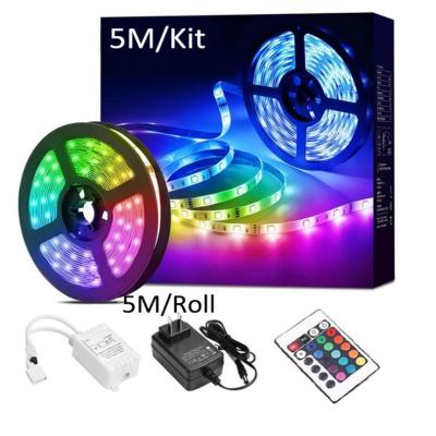 China RGB LED Strip Lights, Ultra Long RGB 5050 LED Strips with Remote Controller and Fixing Clips, Color Strip Light Moves with 24V for sale