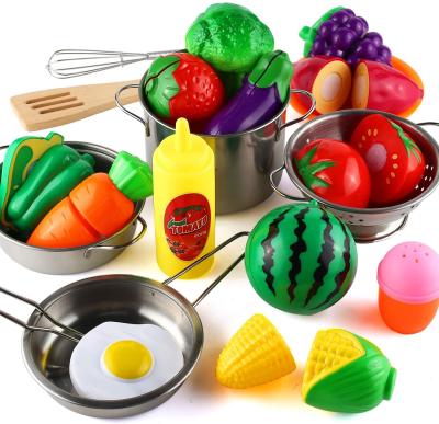 China 35 Pcs Kitchen Pretend Play Accessories Toys, Cooking Set with Stainless Steel Cookware Pots and Pans Set, Cookware S02992 for sale