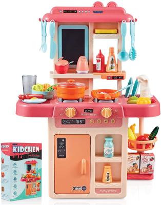 China Kitchen Play Set with Accessories Mini Kitchen Set with Steam Realistic Light Healthy Pretend Play Indoor Kitchen Cooking S02992 for sale