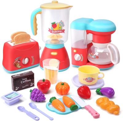 China Kitchen Appliances Play, Kitchen Pretend Play Set with Coffee Maker Machine Toaster, Blender with Realistic Light Game Cup Food S02992 for sale