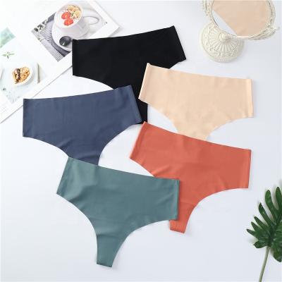 China Logo Bikini Thong Panties Invisible Women Seamless Comfortable Cut Thong Breathable Underwear Custom Made Antibacterial Tops For Women for sale