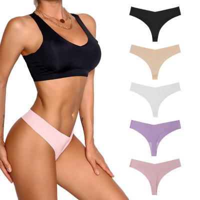 China Women's Antibacterial Custom Seamless Panties Underwear High Quality Sports Thong V Shape Thong For Women for sale