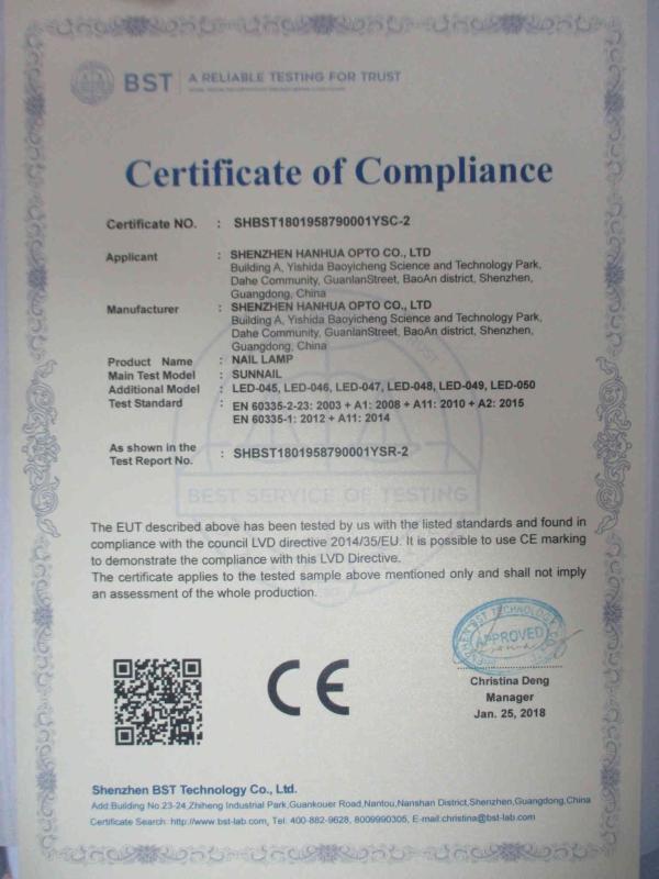 CE - Shenzhen Hanhua Opto Co., Ltd.