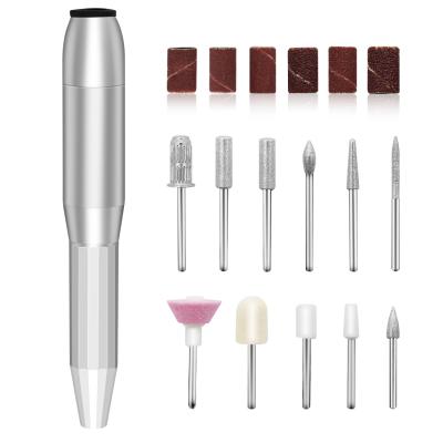 China Stainless Steel Electric Drill Gel Polisher Bit Tool Hand Cross Holder USB Electric Portable Nail Drill for sale