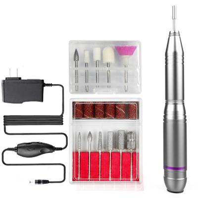 China Portable Professional Electric Stainless Steel Nail Drill Pen Efile Handpiece Manicure Pedicure Nail Folder Drill Kit For Acrylic for sale