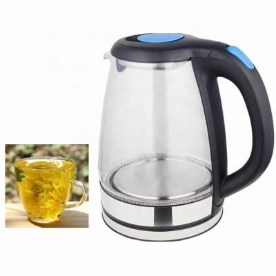 China Wholesale 2.0 Liter Blue Light Glass Electric Jug Kettle 360 ​​Degree Rotation Low Home Appliances for sale