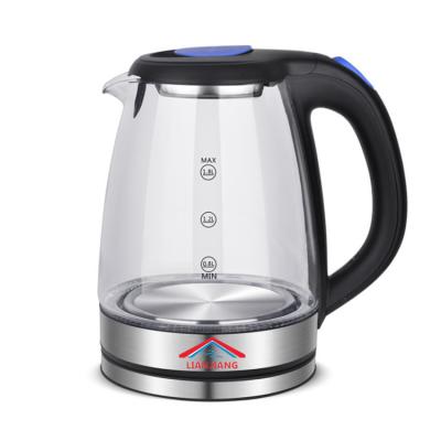 China Home Appliance 360 ​​Degree Rotation Base Blue Led Light Temperature Control Electric Glass Kettle for sale