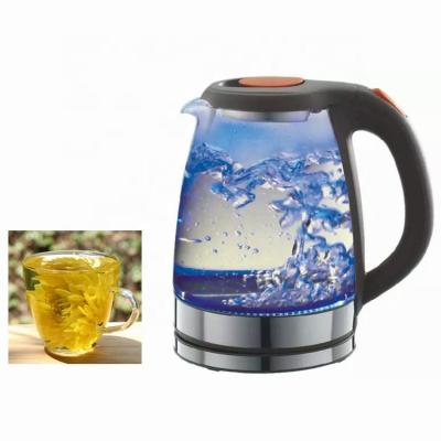 China 360 Degree 2.0L Water Tea Maker Low Boiling Fast Heating Glass Electric Kettle With Blue Light for sale