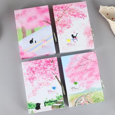 China Hardcover Color Inner Page Locked Notebooks Cute Creative Stationery Girl Password Book Students School Diary Notepad Gifts for sale