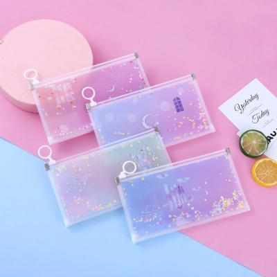 China Schools & Offices Wholesale Cute Cartoon Central Institute of Statistics Sequin Student Large Capacity Zipper Creative Storage Bag Stationery Pencil Case for sale