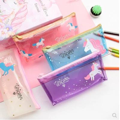 China Stationery Cute Creative Cute Cartoon Transparent Pencil Bag Student Learning Pencil Storage Box for sale