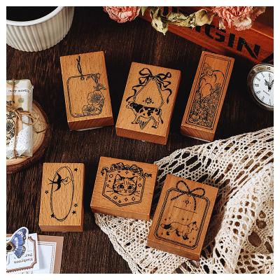 China diy handmade animal flower diy wooden diary decoration decoration stamp new rubber wood stamps for sale