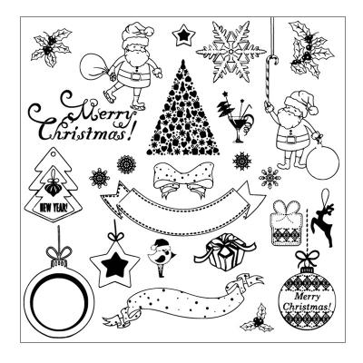 China Clear Transparent Clear Decorative Material DIY Account Set Hand Stamp Silicone Merry Christmas Stamp Clear Stamp for sale