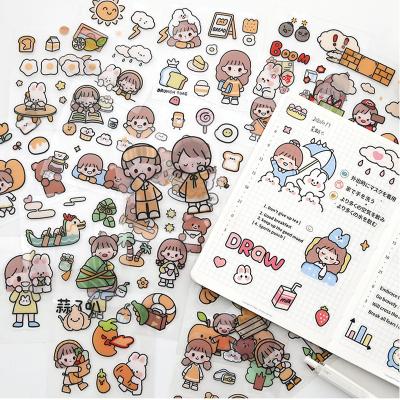 China Book Decoration 100 Piece Kawaii Rabbit Diary PET Sticker Notebook Gift Box Girl Waterproof Stickers for sale