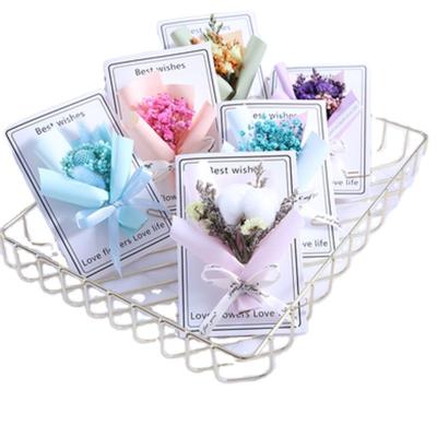 China New Creative Valentine's Day Europe Flower 3D Flower Handmade Dry Eternal Card Birthday Cards for sale