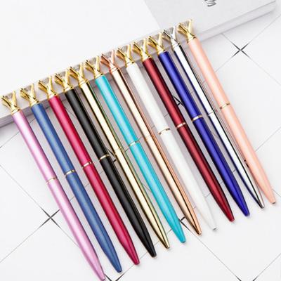 China 2021 New Arrival Diamond Head Metal Pen Korean Student Creative Stationery Ballpoint Pen Enrollment for sale