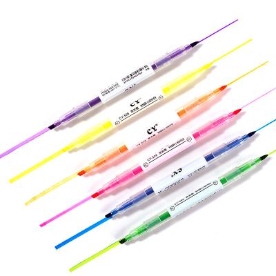 China Promotional Markers & Highlighter Bars Japanese Stationery Marker Pen Oblique Pen Head School Fluorescent Paint Supplies Highlighter Pen Set for sale