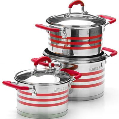 China Sustainable 6 Pcs Stainless Steel Cookingware Sets Casserole Kitchenware Ollas Cookware Sets Cooking Pot Set for sale