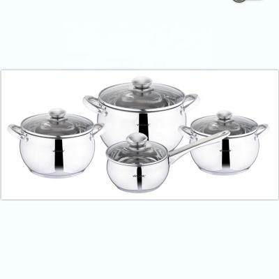 China Viable Cookware Sets Color Box Cookware Set Cookware Large Size Pots Stainless Steel Hot Selling 8 Pcs 0.5-1.0MM Polishing for sale