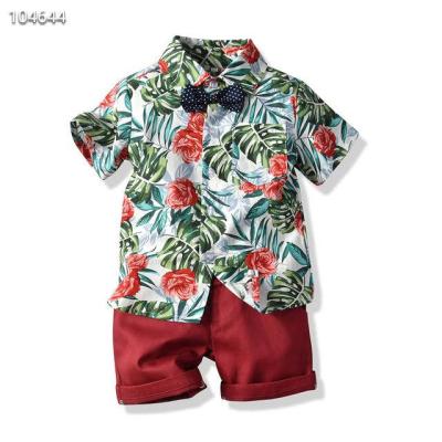 China Comfy Cotton Suits 2019 Flower Hawaiian Shirt Baby Boy Short Sleeve Lapel In Big Black Kids Vacation Clothing for sale