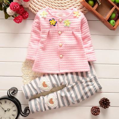 China 2021 Cute Flower Children's Long Sleeve Baby Girl's Autumn Casual Two-Piece Suit Girl's Sets for sale