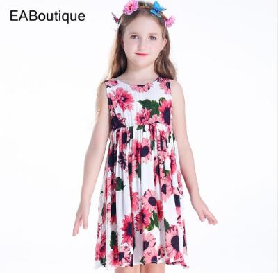 China EABoutique Cotton Floral Print Baby Girl Dress Regular Cute O-Neck Sleeveless Cute Girl 4-7 Year Q0321 for sale