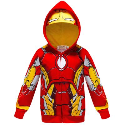 China hot sale Anti-wrinkle boys clothing kids wears superhero hooded cartoon sweater design multiple print for 3-8 year for sale