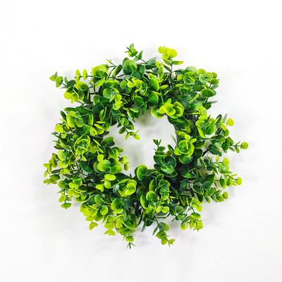 China 90% Plastic/5% Clay/5% Moss Boxwood Garland Artificial Green Leaves Weave For Front Door Hanging Wall Window Wedding Party Decoration for sale