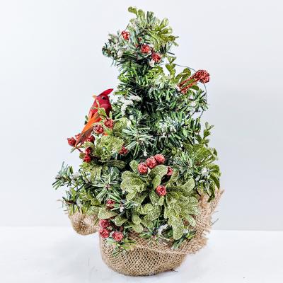 China High quality PVC/linen/plastic/lamp string ornament simulation bonsai plant festival decoration garden desktop decoration for Christmas for sale