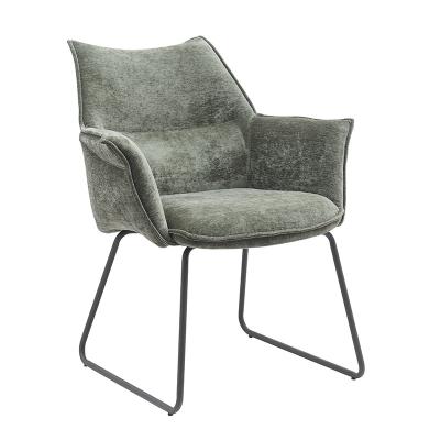 China Comfortable high quality modern furniture chairs with black sheer frosted coated metal base dining chair for sale