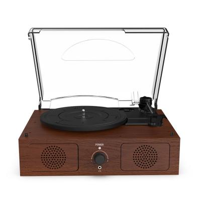 China Hot Sale Wooden Classic Fashion Radio Stereo Speaker Record Player Vinyl Portable Built-in Rechargeable Lp Stereo Turntable for sale