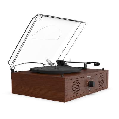 China 2022 Year New Color Wood Base Portable Built-in Stereo Speaker Nostalgic Stereo Vinyl Record Multi Player Turntable Wooden Base for sale