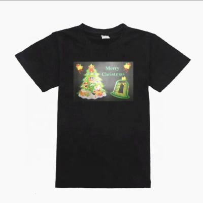 China Short Sleeve Custom Sound Attivated Programmable Christmas Display Led Light T Shirts for sale