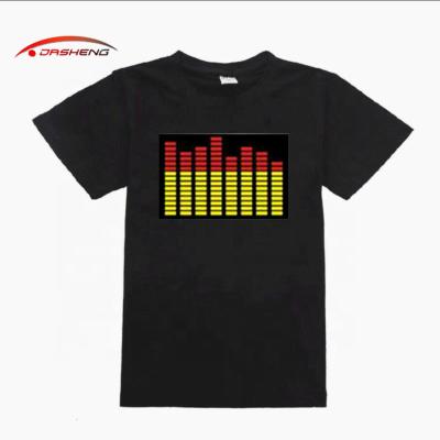 China Short Sleeve Noise Activated LED Party T-shirt Light Up Flash EL LED T Shirt Men For Rock Disco Party DJ for sale