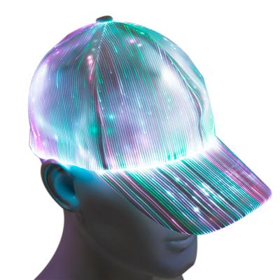 China Festival Party COMMON Rechargeable Luminous LED Fiber Optic Light Unisex Glowing Baseball Cap for sale