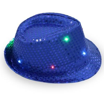 China 2021 Eco-Friendly LED Light Up NYE Happy New Years Fedora Jazz Cap Hat for sale