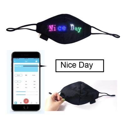 China Party Mask Led Blue Magic Tooth Cotton Fabric App Programmable Screen Texts Black Luminous Mask for sale