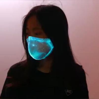 China 2020 Newest Party Mask Fashion Led Rave Mask Halloween Light Up Fiber Optic Mask With Valve for sale