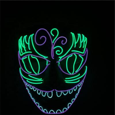 China Halloween Party Supplies Luminous Concert Live El Wire Cartoon Mask Led Halloween Kitty Cat Mask Neon Tube String Festival Night Party Holiday Lights for sale