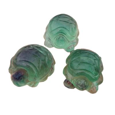 China Feng Shui Wholesale Natural Fluorite Tortoise Carving Crystal Tortoise Ornament Fluorspar Pendant for Gift for sale