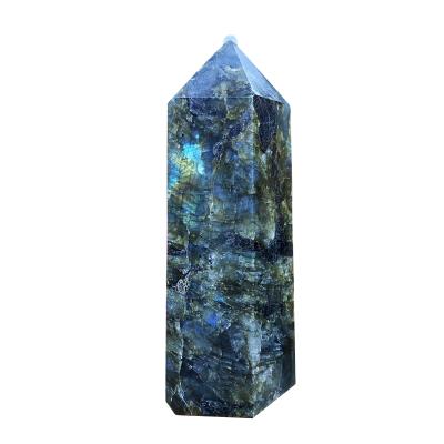 China Feng Shui Factory Price Natural Hand-carved Large Size Crystal Point Labradorite Tower For Healing Decoration for sale