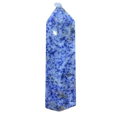 China Feng Shui Hot Sale Natural Hand-carved Crystal Point Blue Dot Stone Healing Tower for Gifts for sale