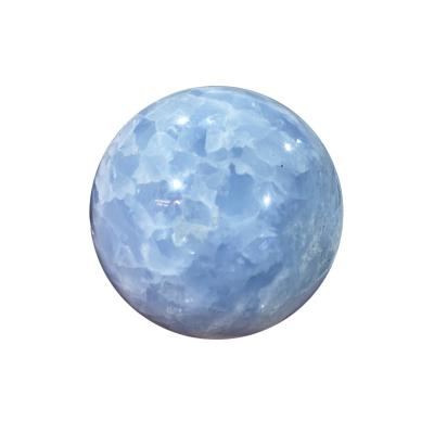 China Art Hot Sale Natural Blue Calcite Ball Celestite Folk Sphere Crystal Carving For Decoration for sale