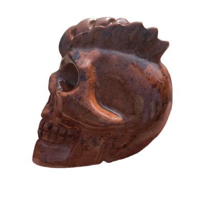 China People Art Hot Sale Natural Hand Carved Red Skulls Crystal Crafts For Home Decoration Healing Obsidian for sale