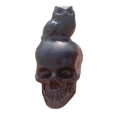 China People Art Wholesale Natural Black Obsidian Owl Skulls Artwork Sculpture Crystal open for decoration for sale