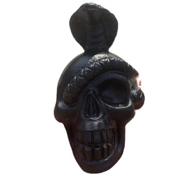 China Folk Art Wholesale Natural Healing Black Obsidian Snake Skulls Open Crystal Carving For Decoration for sale